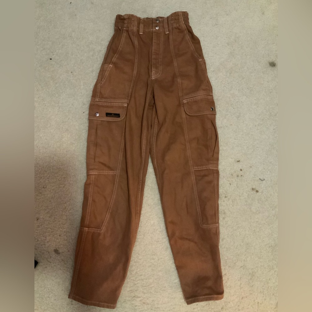 straight legged brown high rise BDG cargo pants